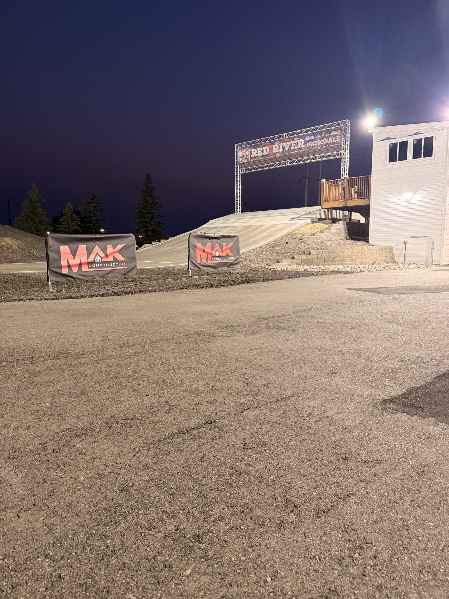 Hugo's Raceway start hill at night during the Red River Nationals