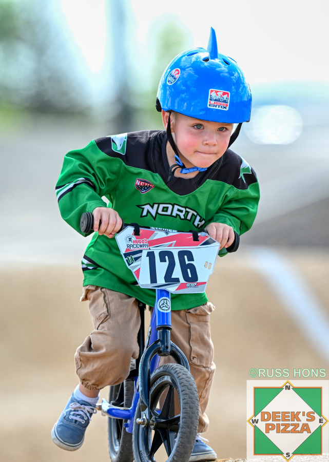 Young balance bike rider at Hugo's Raceway