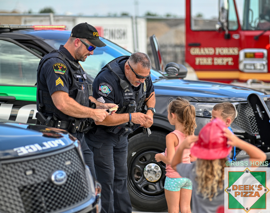 First responders meeting young visitors at Hugo's Raceway